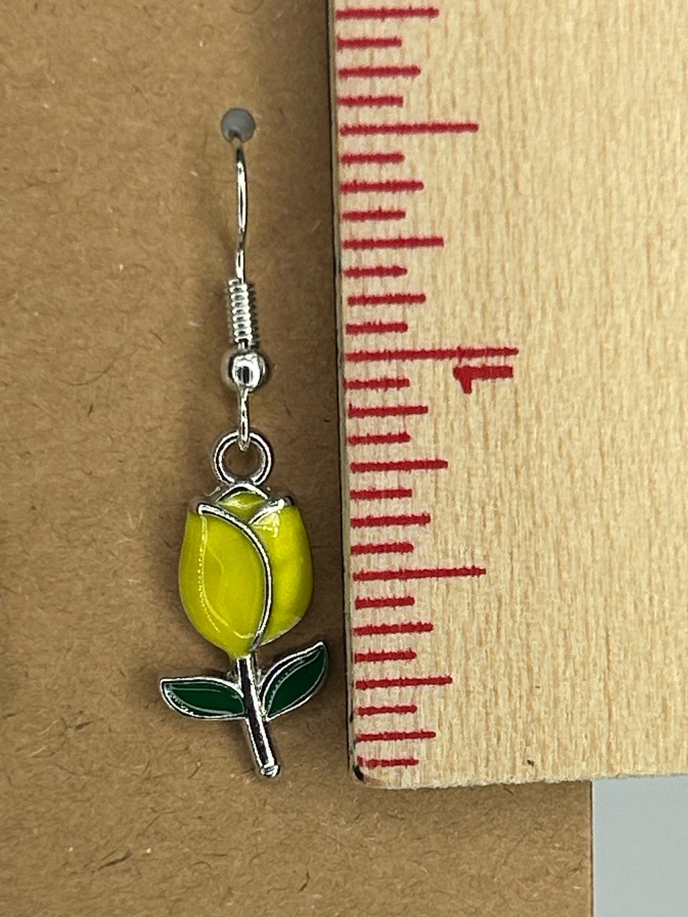 Yellow Tulip Flower Drop Dangle Earrings Fashion Jewelry - Picture 2 of 3
